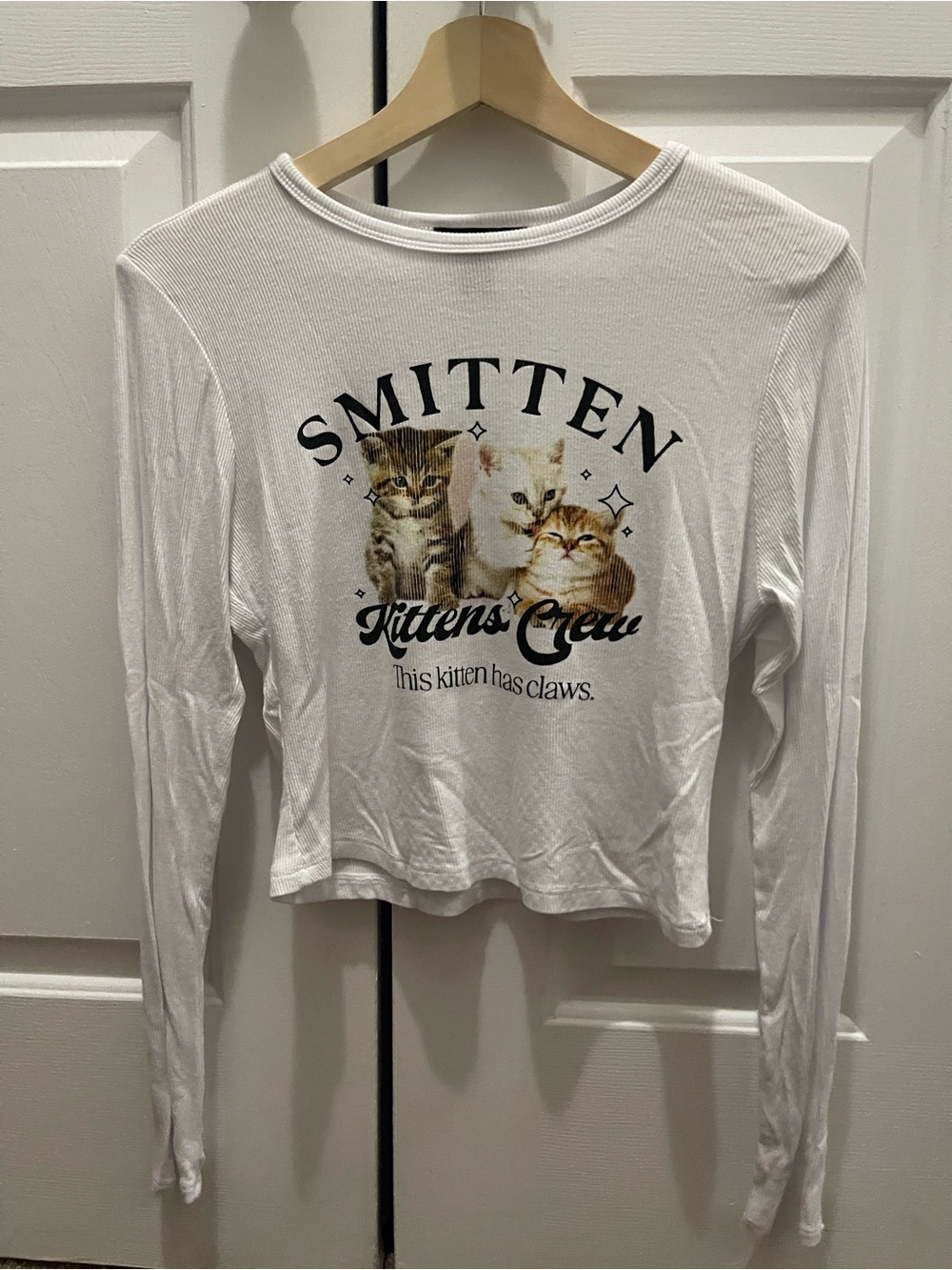 Smitten Kittens Crew White Long Sleeve Graphic Tee